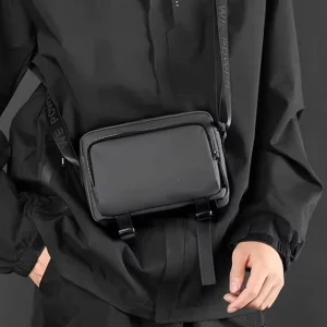 Nylon Men Chest Rig Bag Fashion Embossed Design Crossbody Shoulder Bag for Business Daily Commute Use