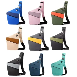 Nylon Men’s Chest Bag with Reflective Strips Anti-Theft Design Single Shoulder Crossbody Strap Assorted Colors
