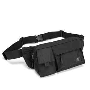 Nylon Men’s Chest Bag with Zipper Closure Multiple Pockets Earphone Hole Black Crossbody Fanny Pack Mini Phone Waist Bag