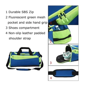 Nylon Men’s Sport Duffle Bag with Polyester Lining Zipper Closure and Shoe Compartment