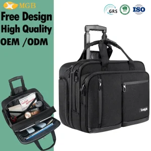 OEM 17.3 Inch Rolling Laptop Bag Waterproof Overnight Rolling Bags Stylish Carry On Briefcase Business Travel Laptop Bags