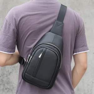 OEM CUSTOM Men’s Genuine Leather Crossbody Bag Waterproof Street Trend Business Travel High-end Chest Bag