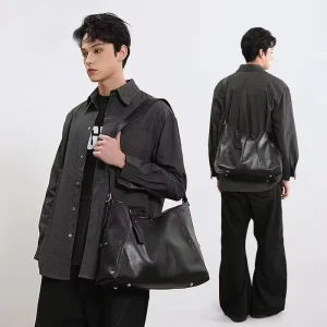 OEM Custom Cowhide Black Tote Bag Casual Large Capacity Handheld Single Shoulder Crossbody Genuine Bag
