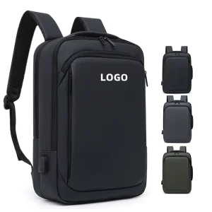 OEM Custom Men’s 15.6” Laptop Backpack Business Slim Waterproof Leather Travel Anti Theft School Bag Backpack with USB Feature