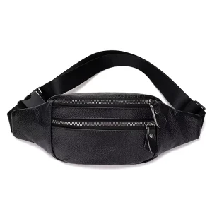 OEM LOGO Men’s Leather Waist Bag Simple and Fashionable Large Capacity Crossbody Bag Outdoor Sports and Leisure Chest Bag