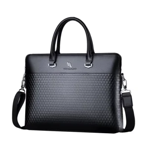 OEM Men’s PU Leather Handmade Briefcase Large Capacity Business Casual Laptop Handbag Shoulder Bag