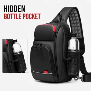 OEM ODM Customizable Factory Mens Sling Bag with Shock Absorbing Crossbody Bag Strap USB Charging Hidden Water Bottle Pocket