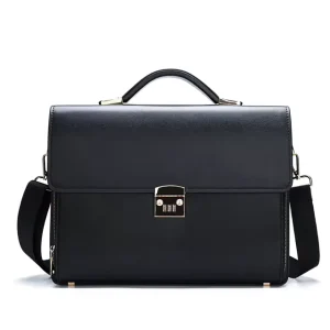 OEM ODM Luxury Shape PU Leather Lawyer Security Men’s Portable Messenger Laptop Briefcase Password Lock Business Bag