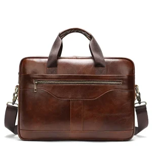 OEM ODM Men’s Genuine Leather Briefcase Handbag Vintage Shoulder Bag Laptop Business Briefcase Bag