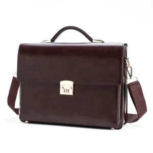 OEM ODM PU Leather Lawyer Security Men’s Portable Messenger Laptop Briefcase Password Lock Business Bag