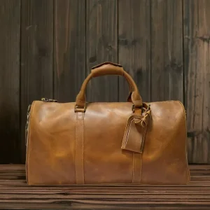 OEM PU Leather Gym Bags Custom Men’s Sports Bags Fitness Travel Bags Large Capacity Foldable Travel Bags ODM logo