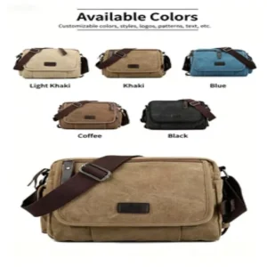 OEM Trendy Fashion Canvas Crossbody Bag For Men Korean Style Outdoor Sports Leisure Shoulder Bag Durable Zipper Closure