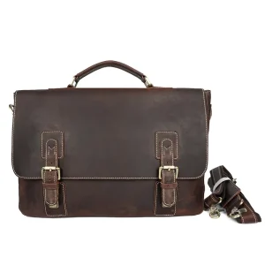 OEM Vintage Crazy Horse Cowhide Genuine Leather Laptop Briefcase Men’s Crossbody Office Shoulder Messenger Bag