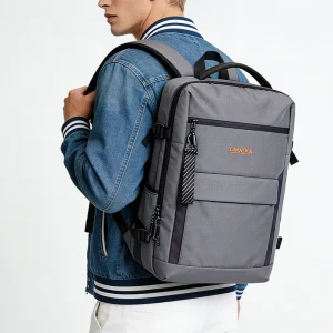 OMASKA Durable Men’s Business Backpack Zipper Closure Waterproof Nylon Polyester 17 Inch Compartment Laptop Backpacks