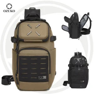 OZUKO 9890 Casual Outdoor Crossbody Bag for Men Waterproof Large Capacity Sling Bag for Travel Outdoor