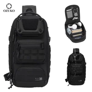 OZUKO 9912 Sport Fitness Sling Bag Men’s Breathable Chest Pack Large Capacity Crossbody Bag for Running Cycling and Gym Workouts