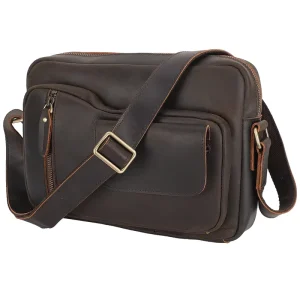 Original Design Custom OEM ODM Handcrafted Genuine Leather Messenger Shoulder Bag Crazy Horse Leather Crossbody Sling Bag