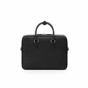 Ostrich Leather Men’s Handbag Genuine Leather Business Bag File Bag with Large Capacity Genuine Leather Briefcase