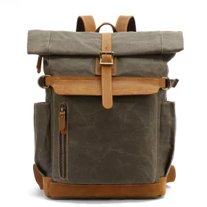Outdoor Backpack Casual Travel Bag Men’s Backpack Portable Waxed Canvas Computer Bag