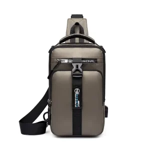 Outdoor Fashion Multi functional Men’s Waterproof Nylon Chest Bag Trendy Shoulder Messenger USB Rechargeable Backpack