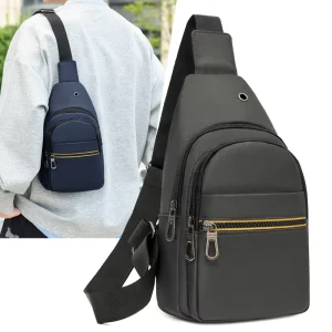 Outdoor Leisure Men’s Crossbody Chest Bag Large Capacity Zipper Simple Single Shoulder Multi function Winter Cycling Bag