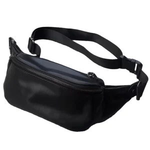 Outdoor Leisure Sports Fashion Retro Men’s PU Fanny Pack Zipper Closure Pillow Messenger Chest Unisex Leather Waist Belt Bag