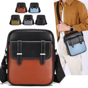 Outdoor Sport Luxury Designer High Quality Men’s PU Leather Travel Side Cross Body Men Shoulder Messenger Crossbody Sling Bags