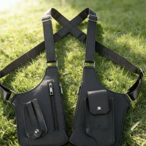 Outdoor Sports Men’s Sling Bag PU Vest Backpack Fashion Chest Bag Crossbody Shoulder Bag for Tactical Daily Use