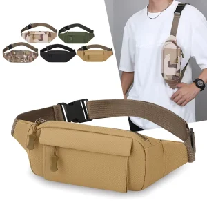 Outdoor Tactical Men’s Waist Chest Bag Durable Nylon Lightweight for Running Fitness Commuting Crossbody Single All Seasons