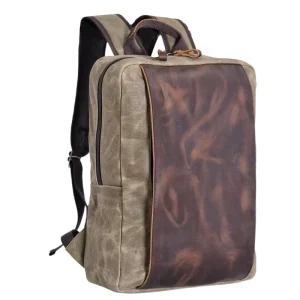 Outdoor Travel Hiking Backpack Casual Fashion Men’s Bag Batik Canvas Cowhide Backpack Retro Trend Casual Backpacks