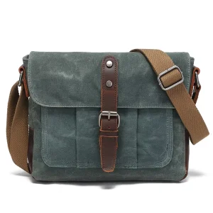 Outdoor Travel Vintage Men Student Summer Waterproof Portable Envelope Briefcase Office Bag Business Shoulder Waxed Canvas