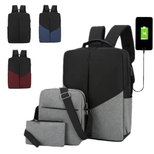 Oxford Backpack USB Charging Men’s 3 in 1 Sets Laptop Backpack Bag With Shockproof for Males