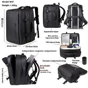 Oxford Men’s Large Capacity Laptop Backpack Waterproof Business Vacuum Zipper Closure Anti-Theft Leisure Travel