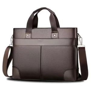 PU Leather Business Laptop Messenger Bag Travel Briefcase for Office Use