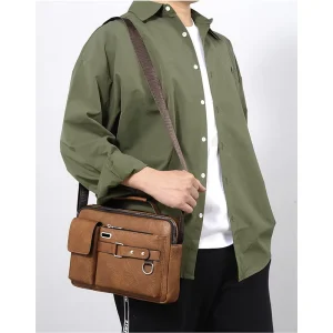 PU Leather Crossbody Men’s Messenger Bag Fashion Waterproof Shoulder Bags Custom Logo Outdoor Handbag