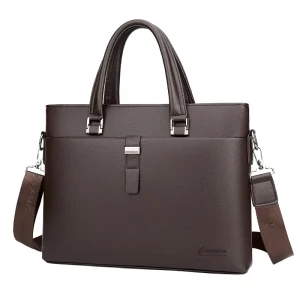 PU Leather Designer Large Capacity Men’s Leather Briefcase Casual Business Laptop and Mobile Phone Handbag