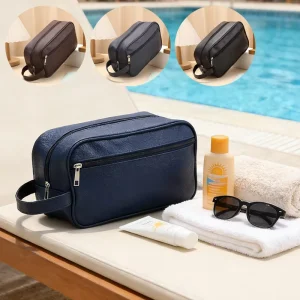 PU Leather Makeup Bag Travel Toiletry Cosmetic Maletin De Maquillaje Men’s Wash Bag for Gifting Waterproof Dopp Kit BV01