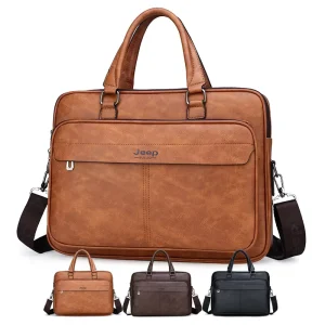 PU Leather Men Business Handbag Laptop Bag Suitcase Briefcase for Businessmen