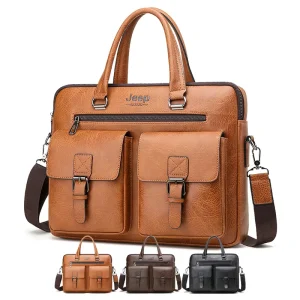 PU Leather Men Business Handbag Laptop Bag Suitcase for Businessmen