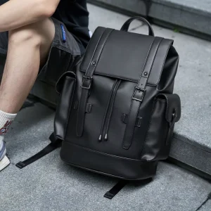 PU Leather Men’s Backpack Business Travel Laptop Backpack