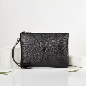 PU Leather Men’s Bags Alligator Pattern Zipper Clutch Bags Luxury Design Custom Solid Colors Men Crocodile Commuting Bag