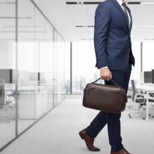 PU Leather Men’s Clutch Bag Large Capacity Business Bag with Multiple Pockets