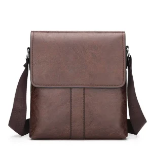 PU Leather Men’s Crossbody Bag Custom Logo Shoulder Bag Messenger Bag for Business Men
