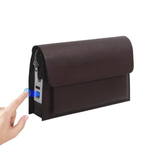 PU Leather Men’s Fingerprint Lock Anti Theft Waterproof Clutch Handbag Business Style