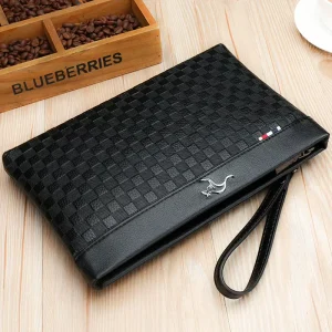 PU Leather Men’s Handbag Large Capacity Envelope Bag Soft Leather Casual Clutch Bag Wallet