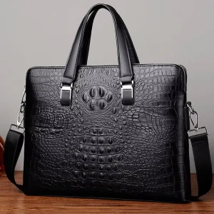 PU Leather Men’s Handbags High Quality Men Briefcase Business Office Laptop Crocodile Pattern Crossbody Bag for Men