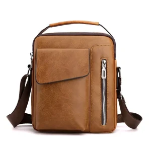 PU Leather Men’s Shoulder Crossbody Bag Waterproof Hand Bag Designer Men’s Multifunctional Mobile Phone Bag