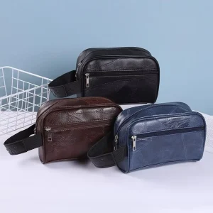 PU Leather Pattern Waterproof Toiletry Bag Outdoor Travel Storage Bag Men’s Multi function Large Capacity Clutch Handbag