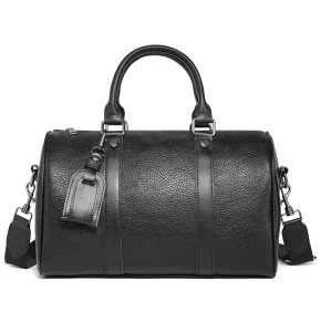 PU Leather Portable Men’s Handbag Large Capacity Crossbody Bag Travel Bag with Adjustable Shoulder Strap