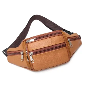 PU Leather Sports Waist Bag for Women and Men Multifunction Running Belt Bags Waterproof Crossbody Waist Bags